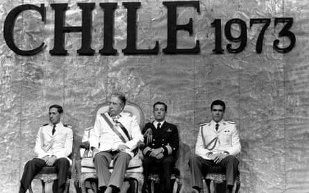 General Pinochet and his Junta at a ceremony in Santiago, in 1985.