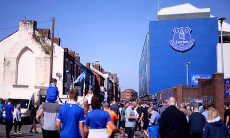 Everton fans gather outside Goodison Park before this season’s home defeat by Bournemouth.