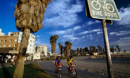 Cyclists in Venice Beach, LA
