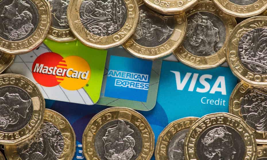 Credit cards and one-pound coins