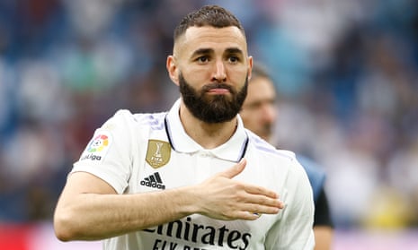 Karim Benzema pictured during his final Real Madrid appearance, against Athletic Bilbao on Sunday.
