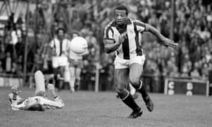 Cyrille Regis playing for West Bromwich Albion against Norwich City in 1978.
