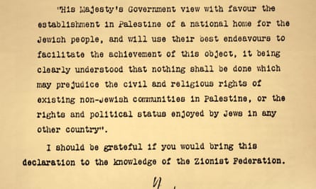 Letter from the Foreign Office to Lord Rothschild known as the the Balfour Declaration.