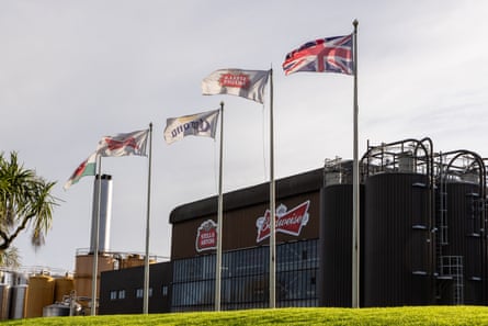 The exterior of an industrial unit with Budweiser branding