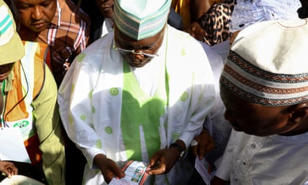 Atiku Abubakar voting in Yola, Nigeria