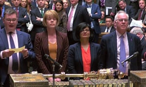 MPs announce the result of the vote on Labour MP Yvette Cooper’s amendment.