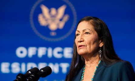 Deb Haaland at the Queen Theater on Saturday.