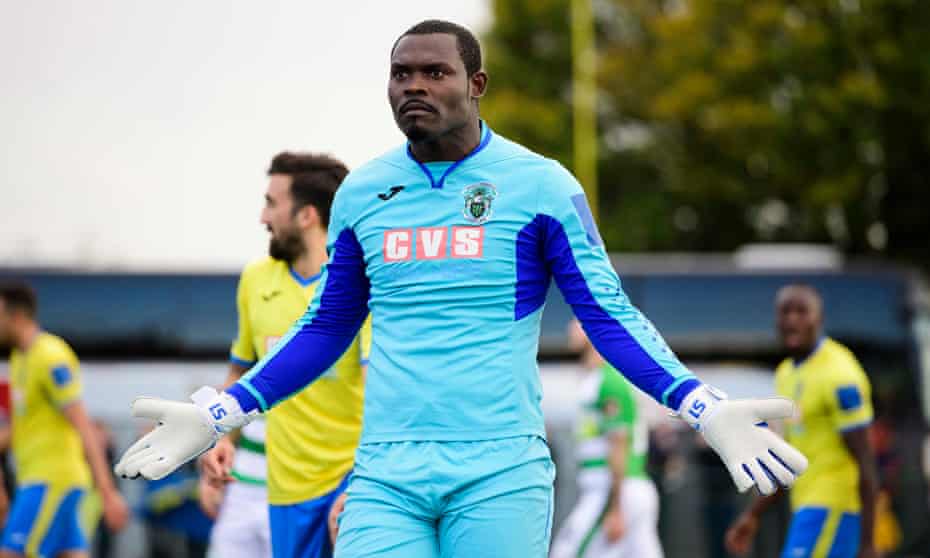 Valery Pajetat of Haringey Borough during the FA Cup match against Yeovil Town