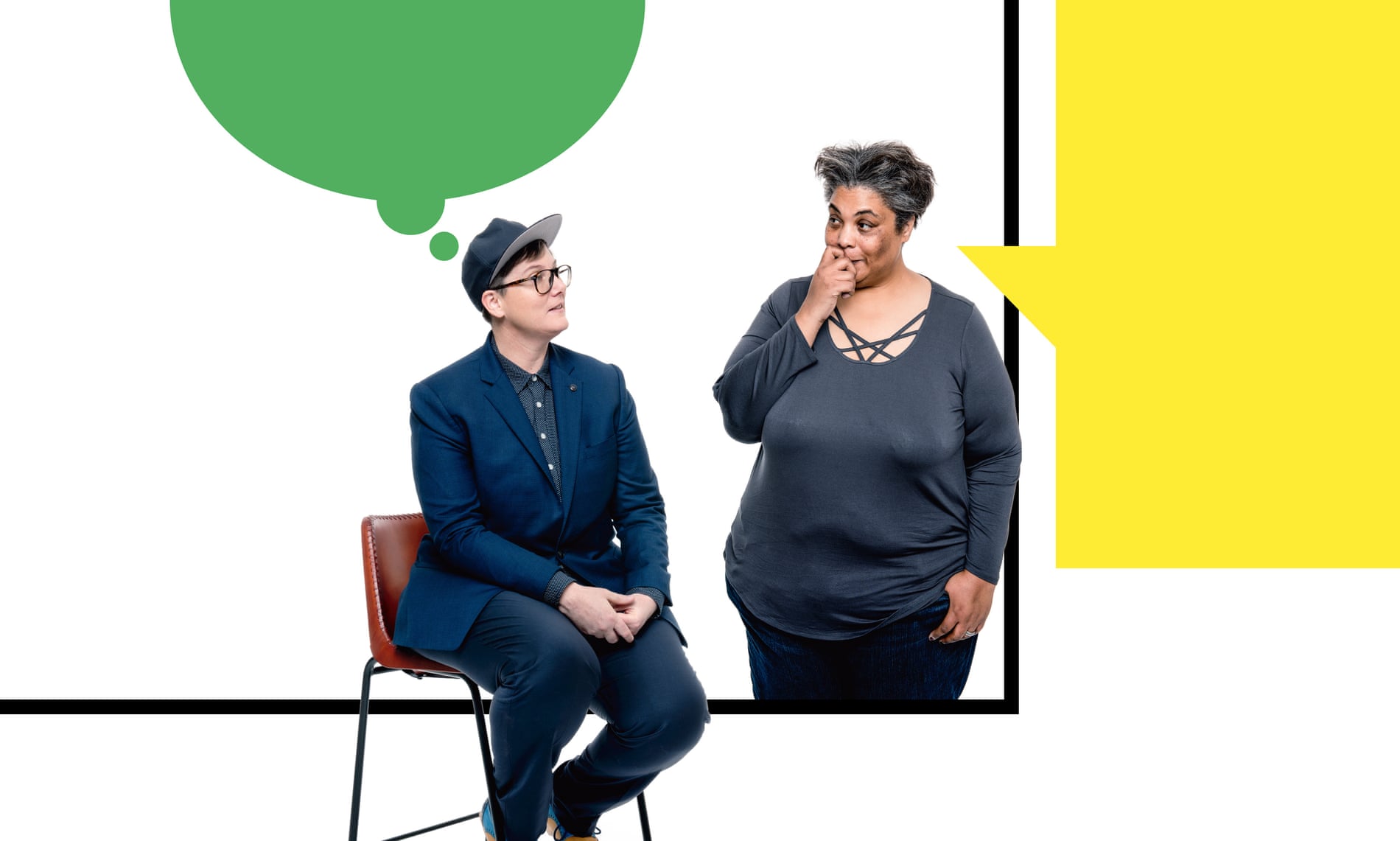 Hannah Gadsby (on left) and Roxane Gay