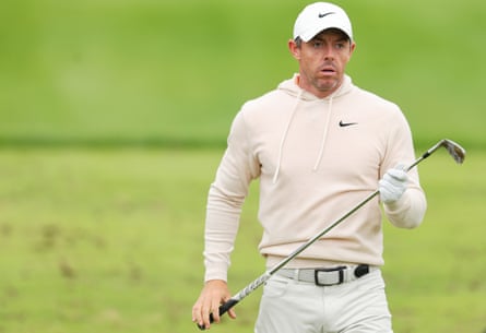 Rory McIlroy looks on during a practice round prior to the the PGA Championship tournament at Valhalla on 14 May 2024