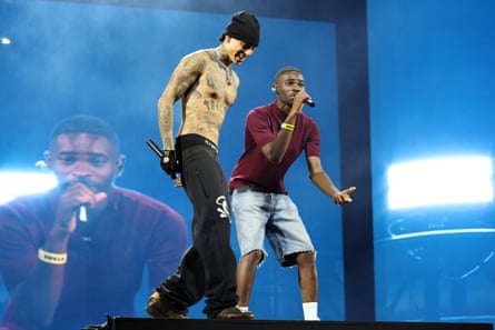 Central Cee and Dave perform with Drake during day two of Wireless festival.