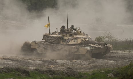 A US army M1A2 Abrams tank during a training exercise in Poland in May