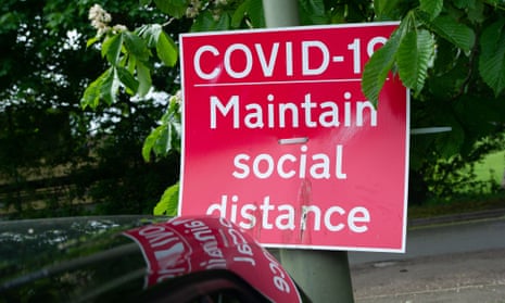 A social distancing sign in Windsor, Berkshire