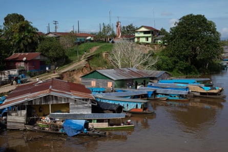 Port with run down buildings and boats