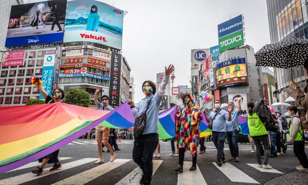 Tokyo Rainbow Pride 2022 ParadeTOKYO, JAPAN - APRIL 24: Participants march in the Tokyo Rainbow Pride parade on April 24, 2022 in Tokyo, Japan. The LGBT community and supporters marched down Shibuya and Harajuku areas on the final day of the Tokyo Rainbow Pride 2022 event. (Photo by Yuichi Yamazaki/Getty Images)