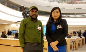 West Papuan activist Victor Yeimo and Indonesian lawyer Veronica Koman