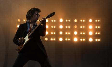 Alex Turner of Arctic Monkeys performing at Ashton Gate.
