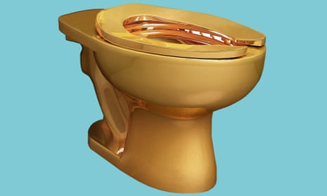 An image created by Maurizio Cattelan of his functional solid gold toilet, to be installed at New York’s Guggenheim Museum.