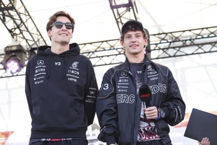 George Russell and Andrea Kimi Antonelli of the Mercedes team