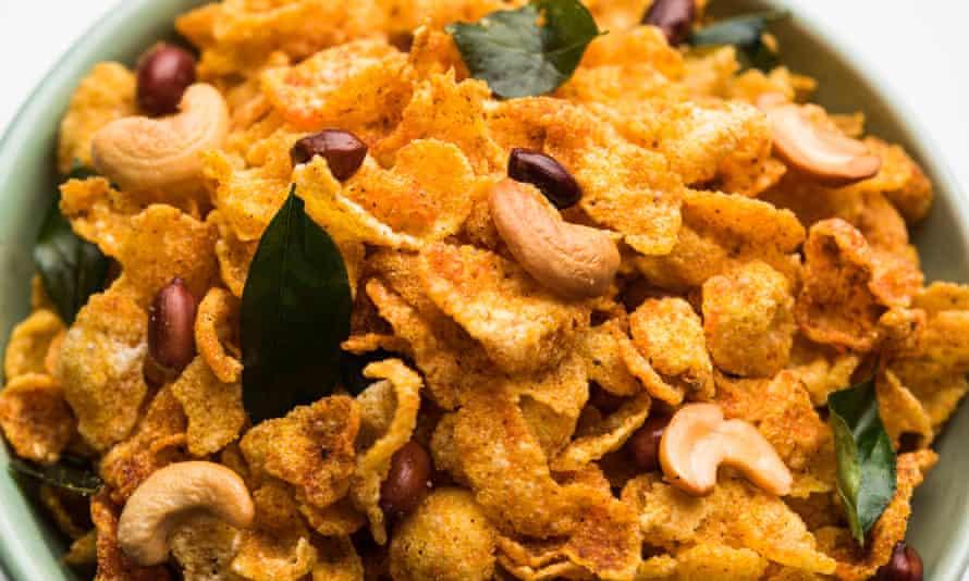 Cornflake chivda - breakfast meets Bombay Mix in a gourmet snack.