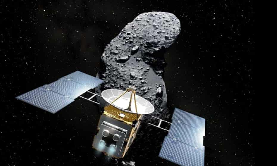 An artist’s impression of Japan’s Hayabusa spacecraft approaching the Itokawa asteroid in 2010.