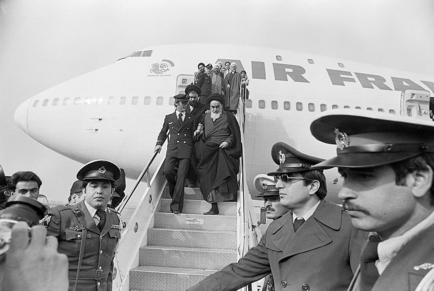 Ayatollah Khomeini arrives in Iran in February 1979 after 15 years of exile