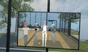 A selfie in cyberspace. Keith Stuart is the robot with the pink shades