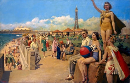 Blackpool, an original oil painting for an LMS Railway poster, by Fortunino Matania.