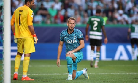 Tottenham’s Harry Kane rues a missed chance during their defeat.