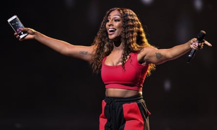 Burke appearing at the 2018 We Day at Wembley Arena, London