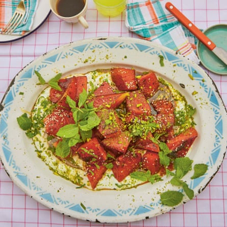 Grilled watermelon breakfast salad