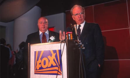 Rupert Murdoch names Roger Ailes as the head of Fox News in New York City in January 1996.
