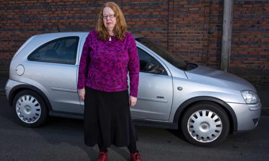 Laura Marcus and her car, in Leek, Staffs