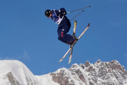 Britain’s Kirsty Muir practices during a freestyle skiing slopestyle training session in Livigno, Italy.