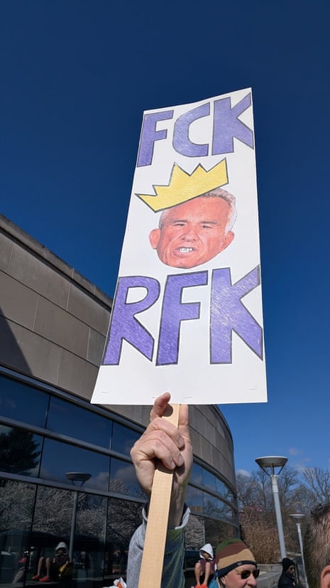 People protesting at the National Institutes of Health.