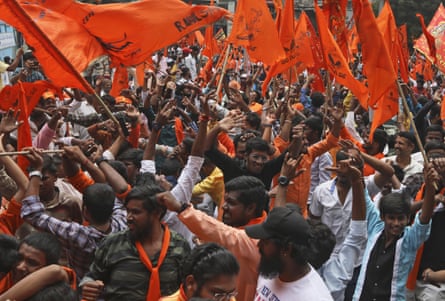 Hindus mark the Hanuman Jayanti festival in Hyderabad, India.