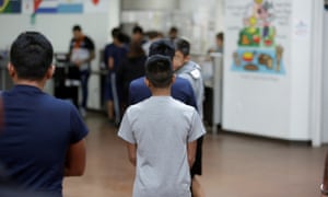 Occupants at Casa Padre, an immigrant shelter for unaccompanied boys aged 10 to 17, in Brownsville, Texas, are seen in this photo provided by the US Department of Health and Human Services, on Friday.