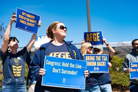 TSA union members with the American Federation of Government Employees picketed at Norfolk International Airport in March.