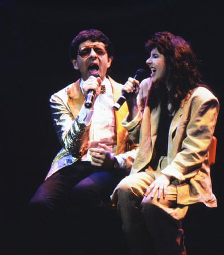 Rowan Atkinson and Kate Bush duetting at Comic Relief Live in 1986.