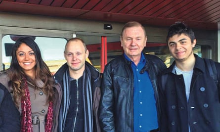 Barsky with Matthias (second left), his German son, and Chelsea and Jessie, his American son and daughter in 2015.