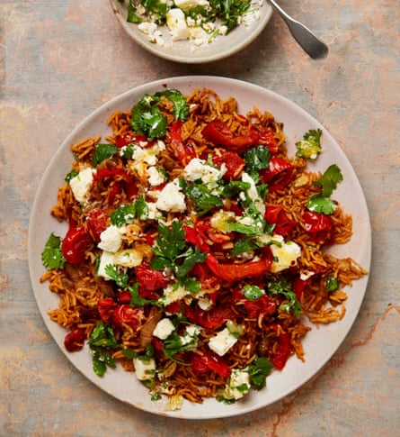 Yotam Ottolenghi’s red rice with feta and coriander.