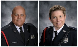 PCs Lawrence Robert Costello, 45, and Sara Mae Helen Burns, 43, were responding to reports of shots fired at an apartment complex when they were shot.