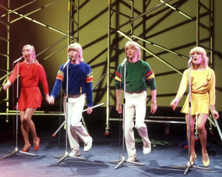 Post skirt-rip … Bucks Fizz performing at Eurovision in 1981.