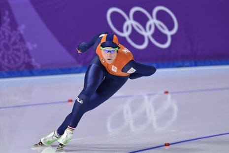 Netherlands’ Jorien Ter Mors on her way to gold in the 1,000m speed skating.