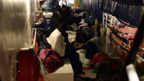 Cramped conditions on migrant rescue ship revealed – video