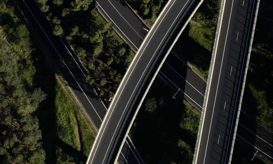 Empty motorways near Sydney in April.