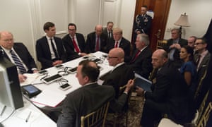 Donald Trump in his situation room in Mar-a-Lago.
