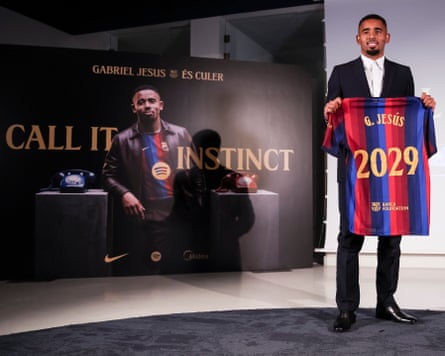 Gabriel Jesus at his Barcelona unveiling