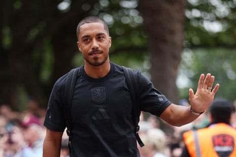Youri Tielemans arrives at Villa Park ahead of his 100th appearance for Aston Villa.