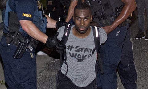 DeRay Mckesson being arrested in Baton Rouge in 2016 during a protest against a fatal police shooting. 